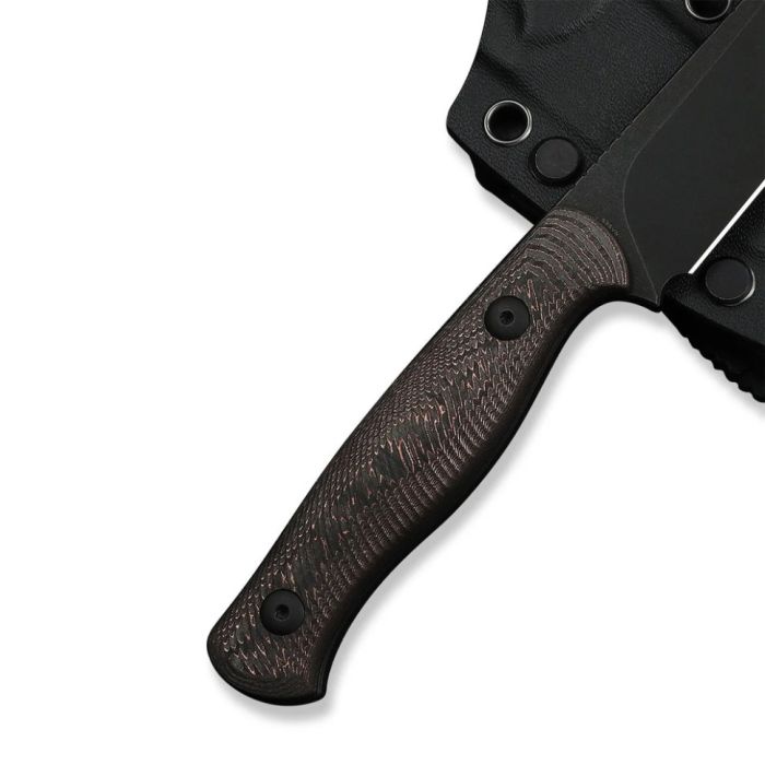 Ніж фіксований туристичний Weknife Notchline, (8.7 см) CPM S35VN /Carbon Fiber мідний з чохлом