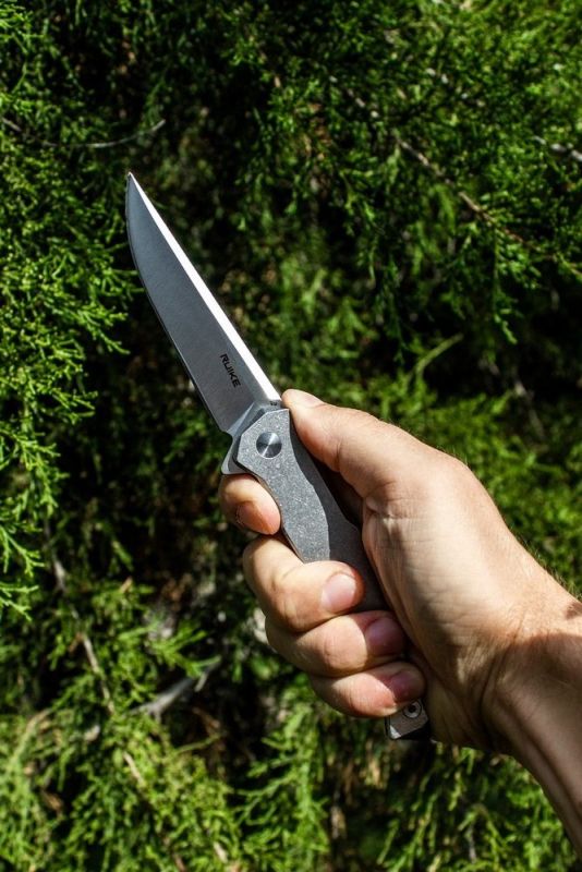 Ніж складаний туристичний Ruike P108-SF, (8.8 см) 14C28N / 3cr14n сірий