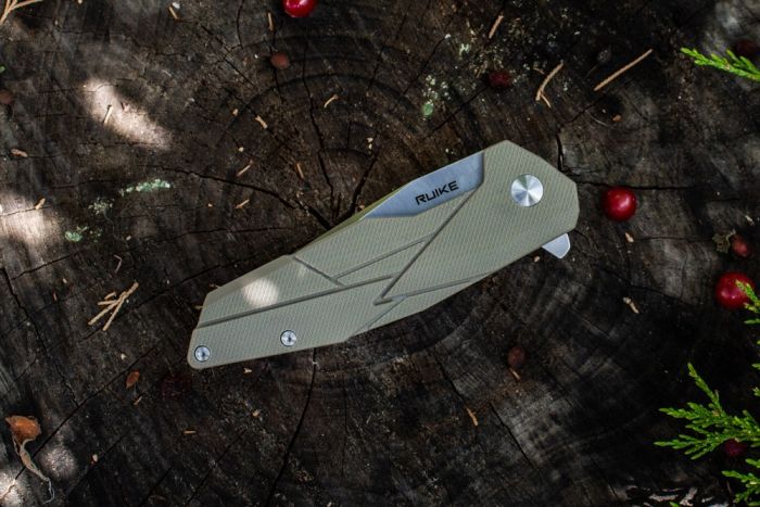 Ніж складаний туристичний Ruike P138-W, (9 см) 14C28N / G10 бежевий
