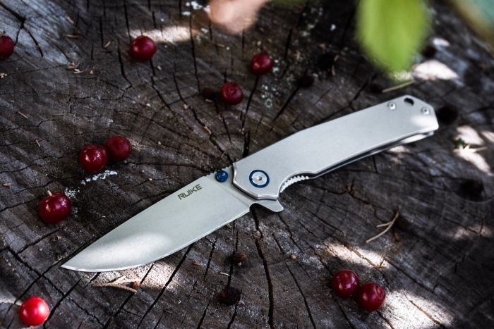 Ніж складаний туристичний Ruike P801-SF, (8.6 см) 14C28N / 3cr14n сірий