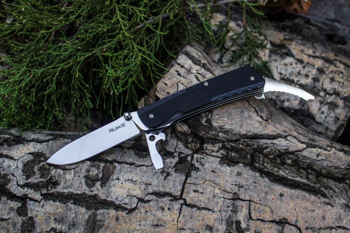 Багатофункціональний ніж Ruike Trekker LD21-B, (8.5 см) 12C27 / G10 чорний, 12 інстр.