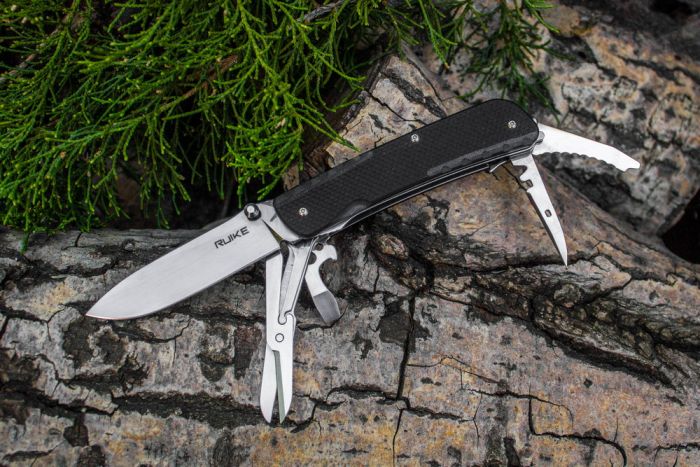 Багатофункціональний ніж Ruike Trekker LD31-B, (8.5 см) 12C27 / G10 чорний, 14 інстр.