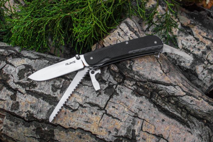 Багатофункціональний ніж Ruike Trekker LD32-B, (8.5 см) 12C27 / G10 чорний, 11 інстр.