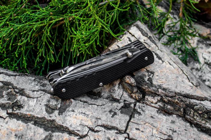 Багатофункціональний ніж Ruike Trekker LD41-B, (8.5 см) 12C27 / G10 чорний, 22 інстр.