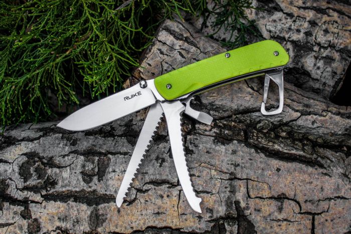 Багатофункціональний ніж Ruike Trekker LD43, (8.5 см) 12C27 / G10 зелений, 15 інстр.