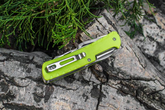 Багатофункціональний ніж Ruike Trekker LD43, (8.5 см) 12C27 / G10 зелений, 15 інстр.