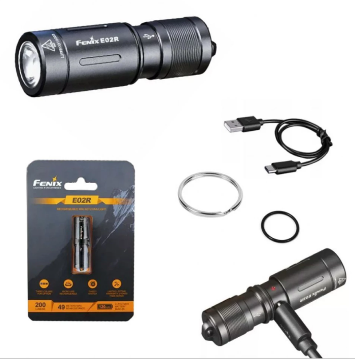 Ліхтар ручний Fenix E02R чорний