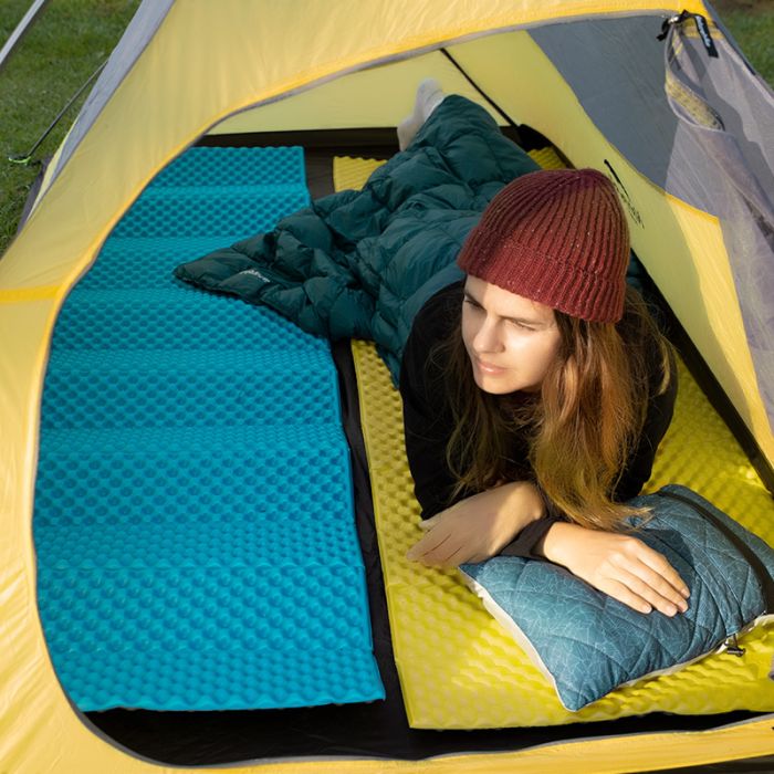 Килимок туристичний складаний одномісний IXPE Naturehike Thickened NH20FCD07 кемпінговий з алюмінієвою плівкою, 187x56x2,5 см, жовтий
