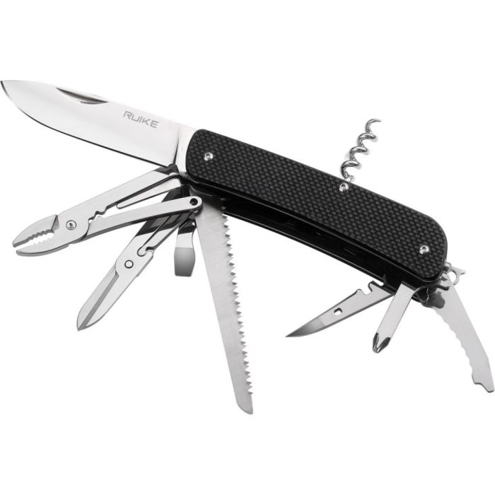 Багатофункціональний ніж Ruike Criterion L51, (8.5 см) 12C27 / G10 чорний, 23 інстр.