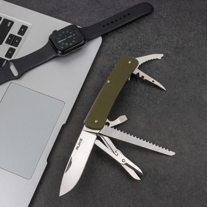 Багатофункціональний ніж Ruike Criterion L42, (8.5 см) 12C27 / G10 зелений, 19 інстр.