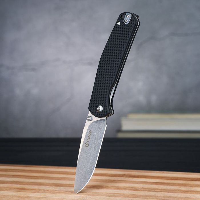 Ніж складаний туристичний Ganzo G6804 (8.9 см) 8CR14 / G10 чорний
