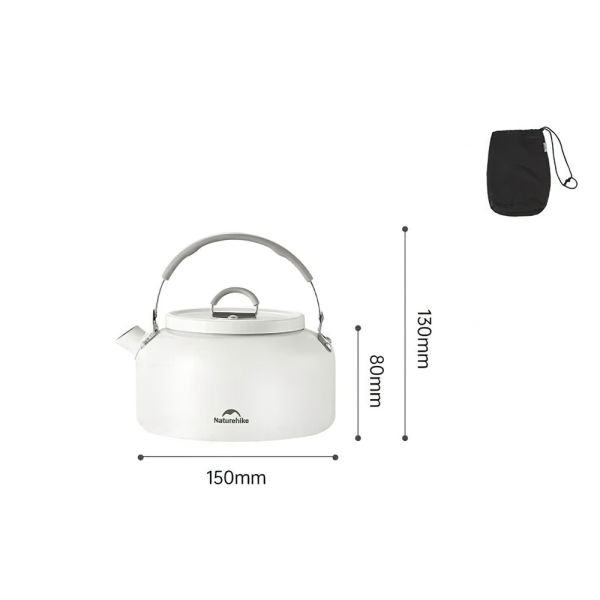 Чайник з керамічним антипригарним покриттям Naturehike CNK2450CF013 0,8 л, алюміній, білий