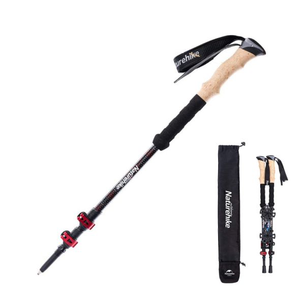 Трекінгова палиця Naturehike NH20DS003, 135 см, чорний/червоний
