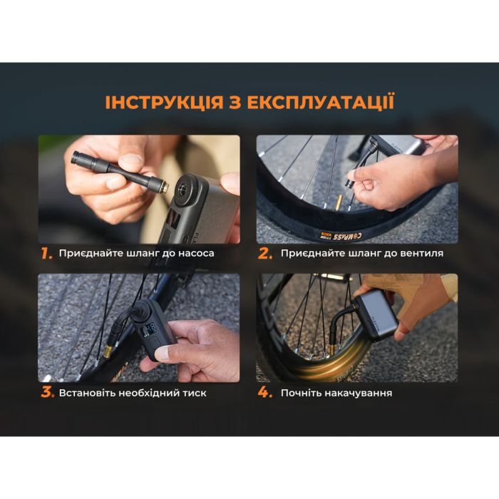 Велосипедний міні насос електричний Flextail Tiny Bike Pump Pro, 120 PSI
