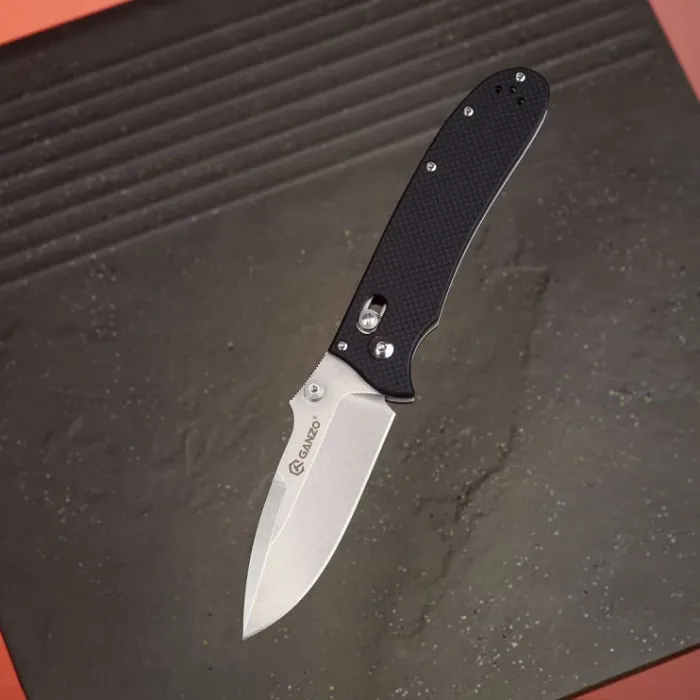 Ніж складаний туристичний Ganzo D704 (8.5 см) D2 / G10 чорний