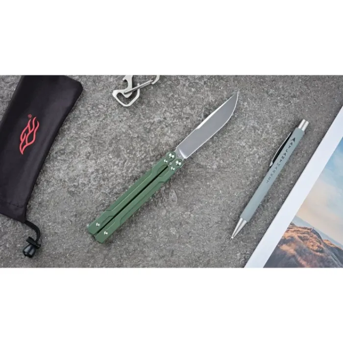 Нiж метелик (балiсонг) Ganzo G766 (8.9 см) 440С / G10 зелений