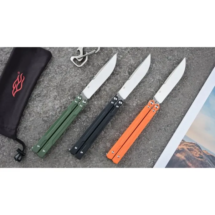 Нiж метелик (балiсонг) Ganzo G766 (8.9 см) 440С / G10 помаранчевий