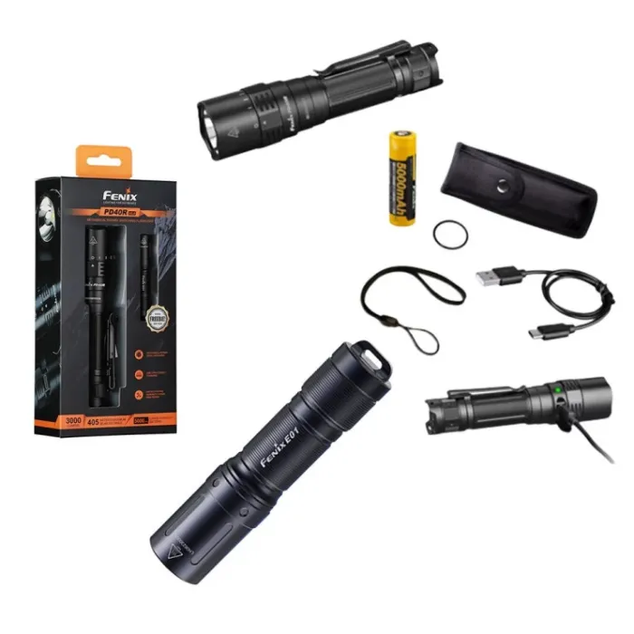 Фонарь ручной Fenix ​​PD40R V2.0 + подарок Фонарь ручной Fenix ​​E01 V2.0