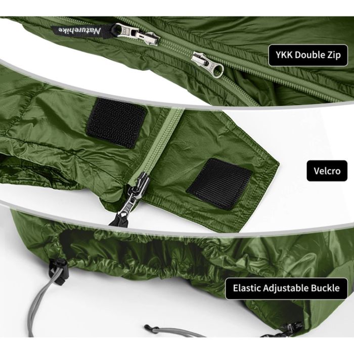 Спальний мішок з натуральним пухом Naturehike CWM295 CNK2300SD013, зелений