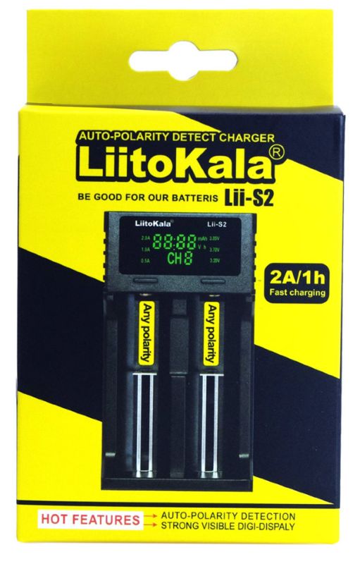 Зарядний пристрій Liitokala Lii-S2, 2 канала, Ni-Mh/Li-ion/LiFePo4, USB, LCD, Box