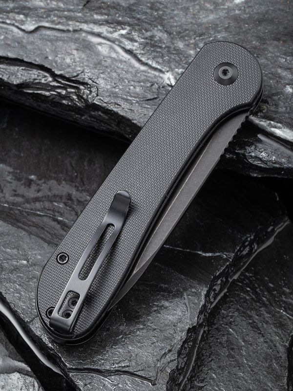 Ніж складаний туристичний Civivi Elementum Pocket, (8.9 см) 14C28N / G10 чорний 