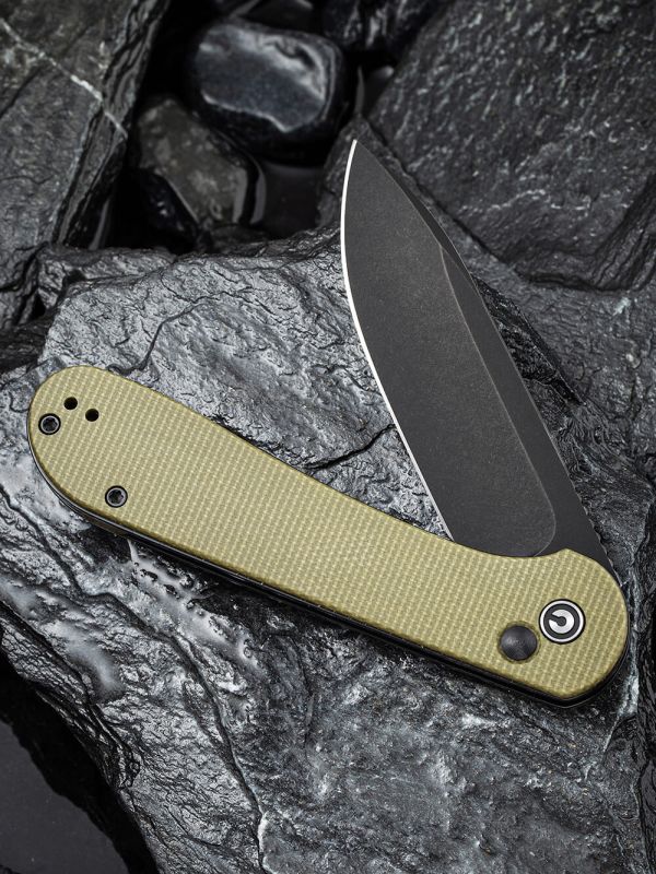 Ніж складаний туристичний Civivi Elementum Pocket, (8.9 см) 14C28N / Micarta оливковий