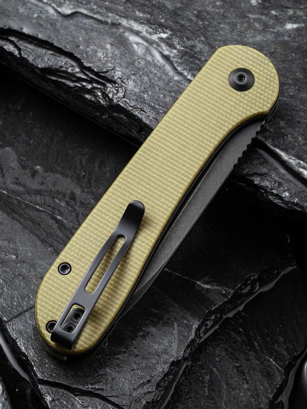 Ніж складаний туристичний Civivi Elementum Pocket, (8.9 см) 14C28N / Micarta оливковий