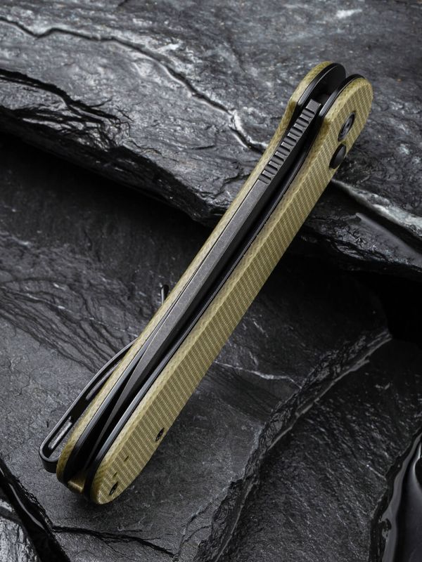 Ніж складаний туристичний Civivi Elementum Pocket, (8.9 см) 14C28N / Micarta оливковий