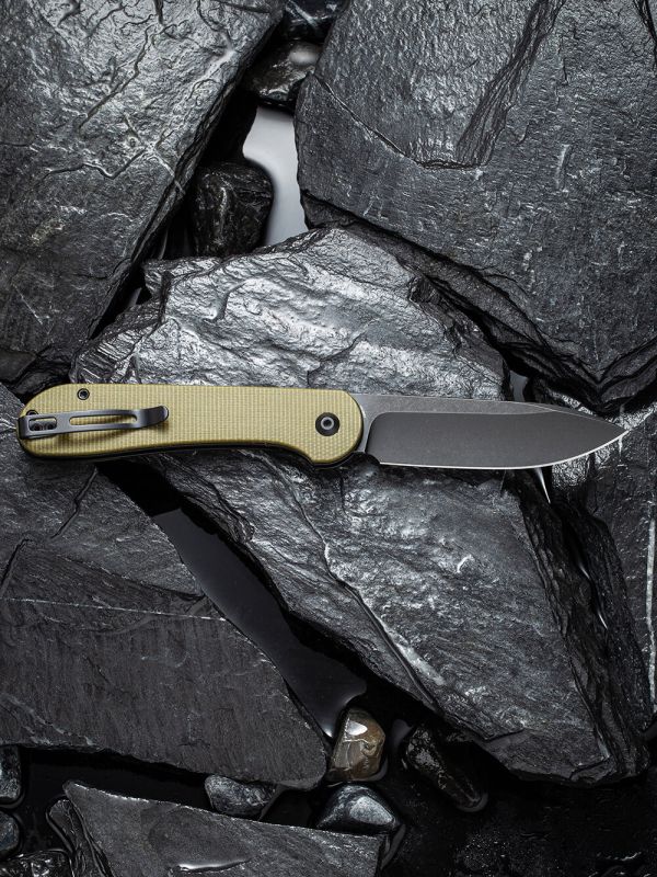 Ніж складаний туристичний Civivi Elementum Pocket, (8.9 см) 14C28N / Micarta оливковий