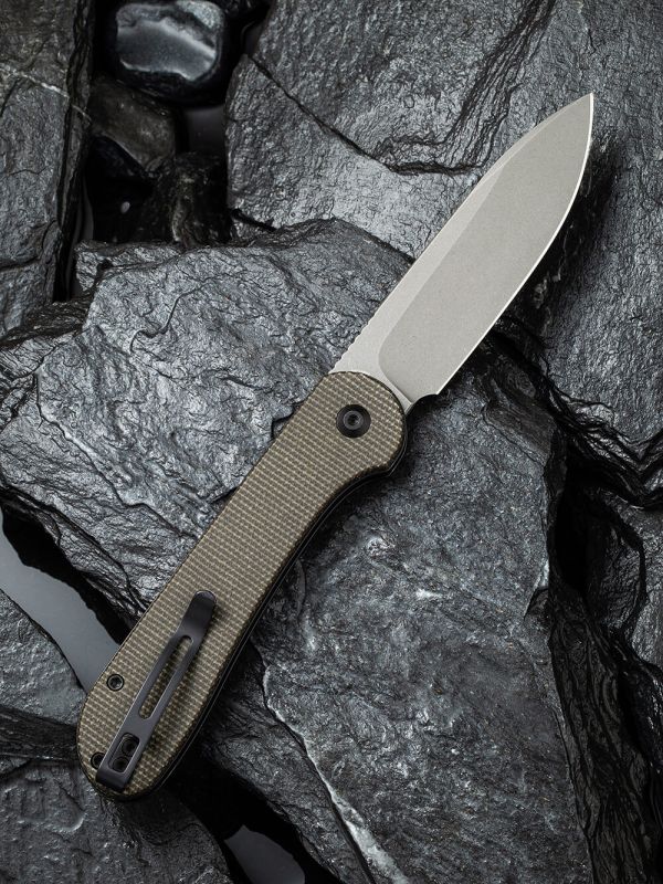 Ніж складаний туристичний Civivi Elementum Pocket, (8.9 см) 14C28N / Micarta сірий