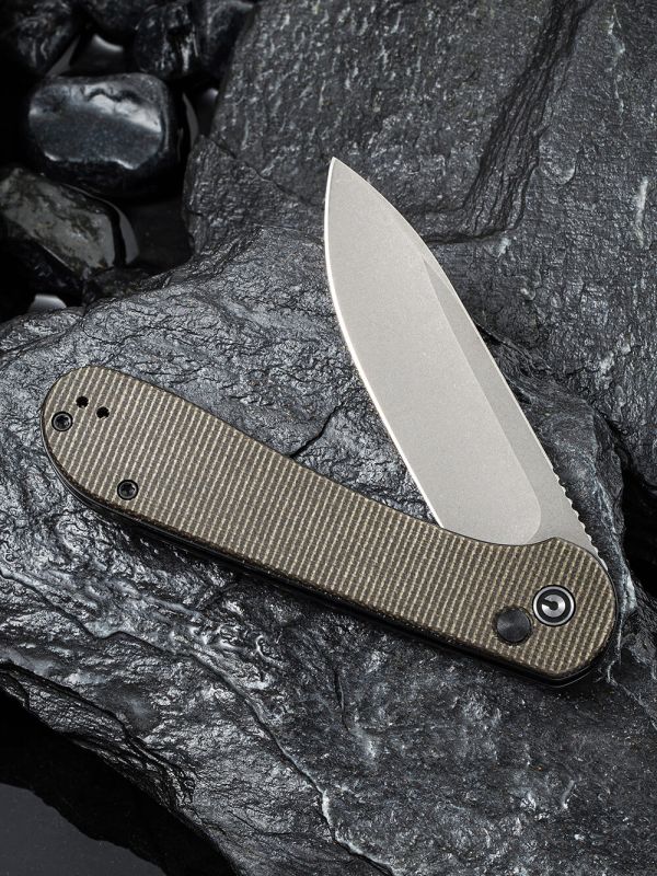 Ніж складаний туристичний Civivi Elementum Pocket, (8.9 см) 14C28N / Micarta сірий