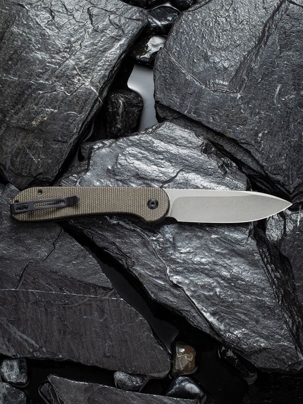 Ніж складаний туристичний Civivi Elementum Pocket, (8.9 см) 14C28N / Micarta сірий