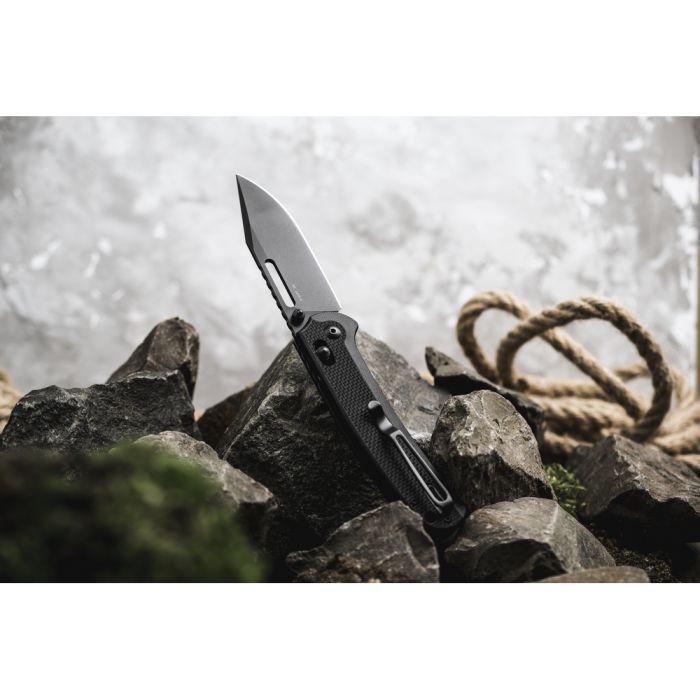 Ніж складаний туристичний Ganzo G768PT (8.8 см) D2 / G10 чорний, чорний клинок
