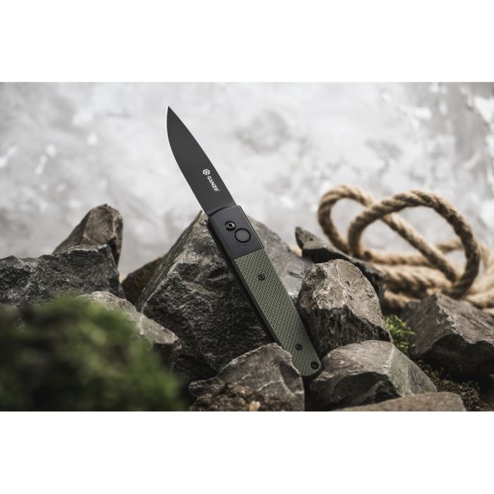 Ніж складаний туристичний Ganzo G721В (8.5 см) 440C / G10 зелений, чорний клинок