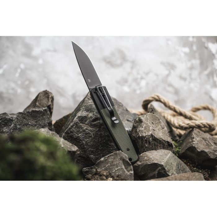 Ніж складаний туристичний Ganzo G721В (8.5 см) 440C / G10 зелений, чорний клинок