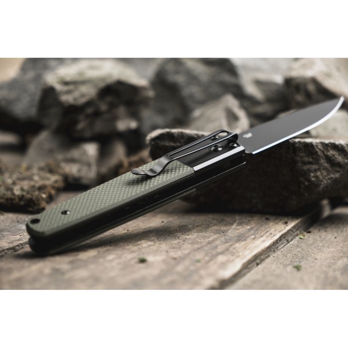 Ніж складаний туристичний Ganzo G721В (8.5 см) 440C / G10 зелений, чорний клинок