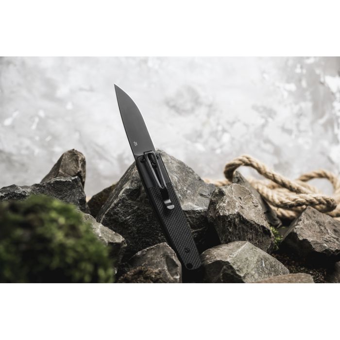 Ніж складаний туристичний Ganzo G721В (8.5 см) 440C / G10 чорний, чорний клинок