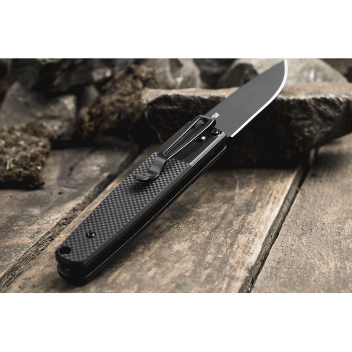 Ніж складаний туристичний Ganzo G721В (8.5 см) 440C / G10 чорний, чорний клинок