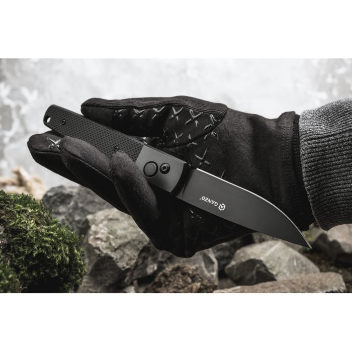 Ніж складаний туристичний Ganzo G721В (8.5 см) 440C / G10 чорний, чорний клинок
