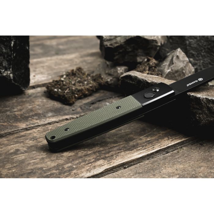 Ніж складаний туристичний Ganzo G721В (8.5 см) 440C / G10 зелений, чорний клинок