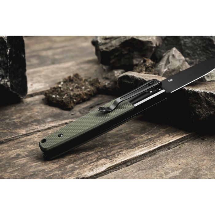 Ніж складаний туристичний Ganzo G721В (8.5 см) 440C / G10 зелений, чорний клинок