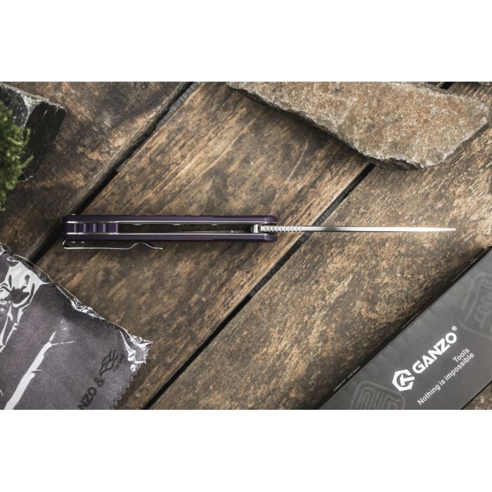 Ніж складаний туристичний Ganzo G769 (9 см) D2 / G10 фіолетовий