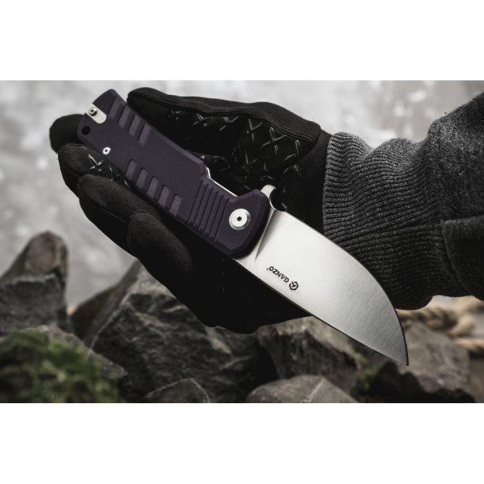 Ніж складаний туристичний Ganzo G769 (9 см) D2 / G10 фіолетовий