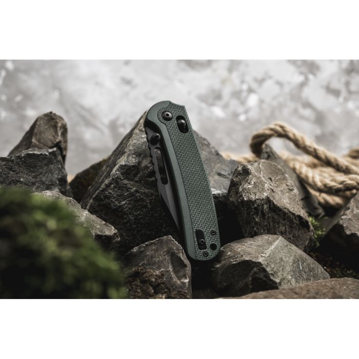 Ніж складаний туристичний Ganzo G768PT (8.8 см) D2 / G10 синьо-зелений, чорний клинок