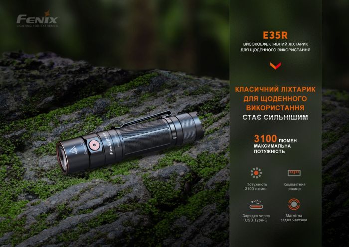 Ліхтар Fenix E35R + дифузор AOD-S V2.0 у подарунок | Лімітована серія