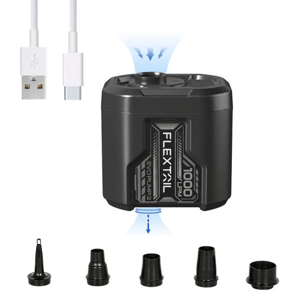 Портативний повітряний насос Flextail Evo Pump 3, 1000 л/хв, чорний