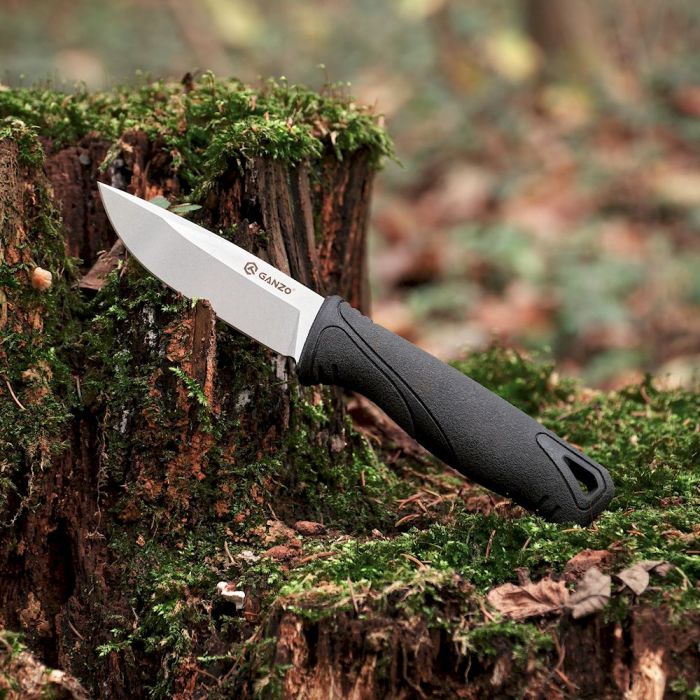 Ніж складаний туристичний Ganzo G807 (8.8 см) 9CR14 / PP+TPR чорний з чохлом