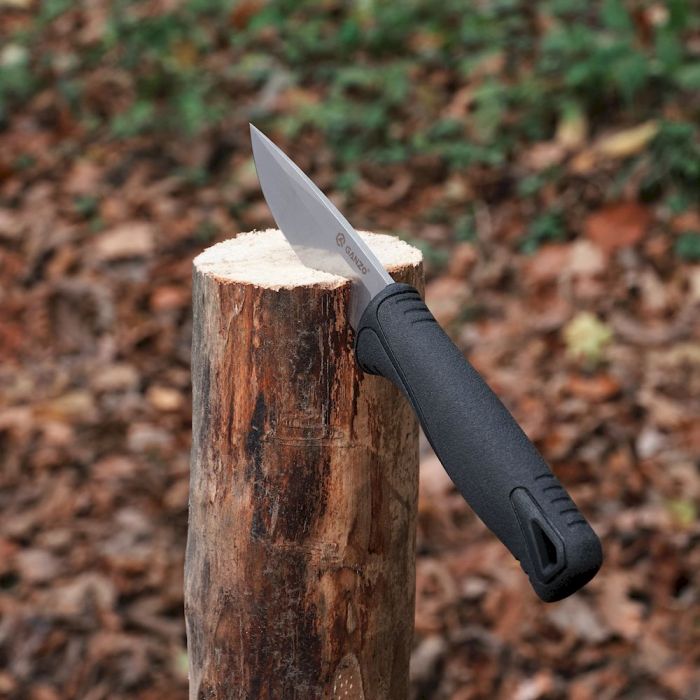 Ніж складаний туристичний Ganzo G807 (8.8 см) 9CR14 / PP+TPR чорний з чохлом