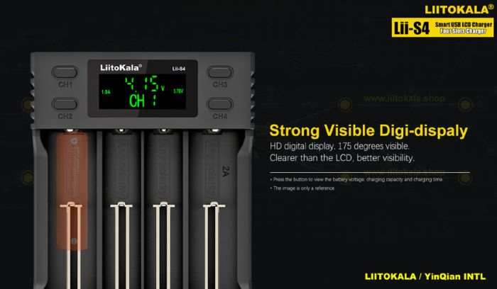 Зарядний пристрій Liitokala Lii-S4, 4 канала, Ni-Mh/Li-ion/LiFePo4, USB, LCD, Box