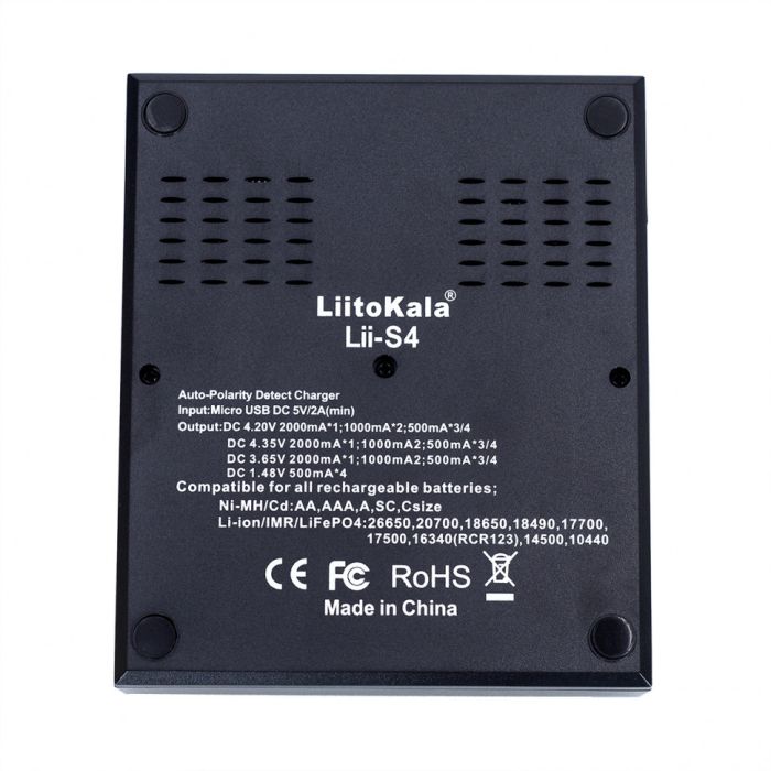 Зарядний пристрій Liitokala Lii-S4, 4 канала, Ni-Mh/Li-ion/LiFePo4, USB, LCD, Box